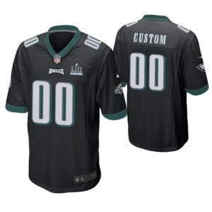 Philadelphia Eagles Black Super Bowl LII Champions Patch Game Customized Jersey