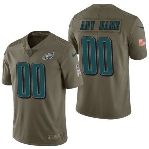 Customized Eagles Jersey Men’s Olive Eagles Jersey, 2017 Salute to Service Limited Jersey – Replica