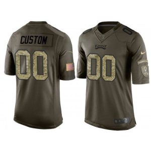 Customized Eagles Jersey Men’s Olive Camo Eagles Jersey, Salute to Service Veterans Day Jersey – Replica