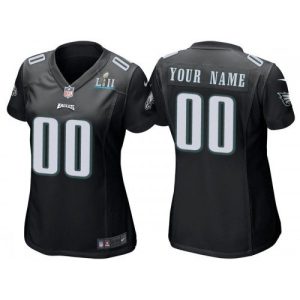Customized Eagles Jersey Women Black Eagles Jersey, Super Bowl LII Bound Game Jersey – Replica