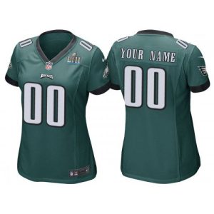 Customized Eagles Jersey Women Green Eagles Jersey, Super Bowl LII Bound Game Jersey – Replica