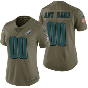 Customized Eagles Jersey Women Olive Eagles Jersey, 2017 Salute to Service Limited Jersey – Replica