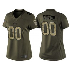 Customized Eagles Jersey Women Olive Camo Eagles Jersey, Salute to Service Veterans Day Jersey – Replica