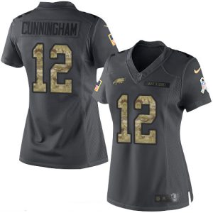 Women’s Philadelphia Eagles #12 Randall Cunningham Black Anthracite 2016 Salute To Service Stitched NFL Nike Limited Jersey