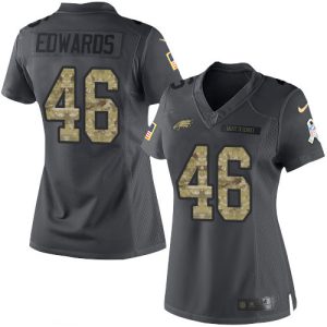 Women’s Philadelphia Eagles #46 Herman Edwards Black Anthracite 2016 Salute To Service Stitched NFL Nike Limited Jersey – Replica