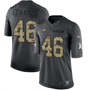 Men’s Philadelphia Eagles #46 Herman Edwards Black Anthracite 2016 Salute To Service Stitched NFL Nike Limited Jersey – Replica