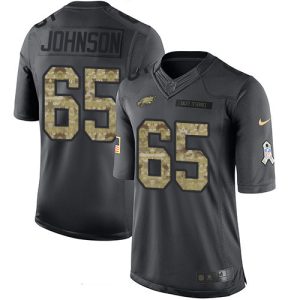 Men’s Philadelphia Eagles #65 Lane Johnson Black Anthracite 2016 Salute To Service Stitched NFL Nike Limited Jersey