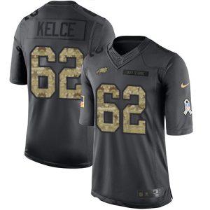 Men's Philadelphia Eagles #62 Jason Kelce Black Anthracite 2016 Salute To Service Stitched NFL Nike Limited Jersey - Replica