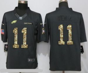 Men's Philadelphia Eagles #11 Carson Wentz Black Anthracite 2016 Salute To Service Stitched NFL Nike Limited Jersey - Replica