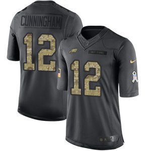 Men’s Philadelphia Eagles #12 Randall Cunningham Black Anthracite 2016 Salute To Service Stitched NFL Nike Limited Jersey – Replica