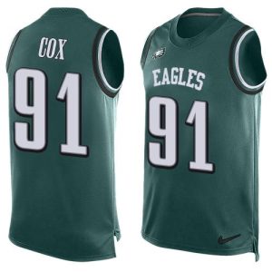 Men's Philadelphia Eagles #91 Fletcher Cox Midnight Green Hot Pressing Player Name & Number Nike NFL Tank Top Jersey - Replica