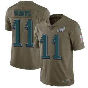 Nike Philadelphia Eagles #11 Carson Wentz Olive Men's Stitched NFL Limited 2017 Salute To Service Jersey - Replica