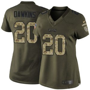 Women’s Nike Philadelphia Eagles #20 Brian Dawkins Green Stitched NFL Limited 2015 Salute to Service Jersey