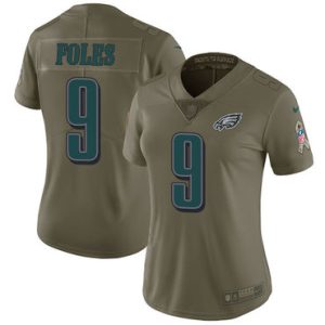 Women's Nike Philadelphia Eagles #9 Nick Foles Olive Stitched NFL Limited 2017 Salute to Service Jersey - Replica