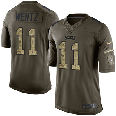 Youth Nike Philadelphia Eagles #11 Carson Wentz Green Stitched NFL Limited 2015 Salute to Service Jersey – Replica