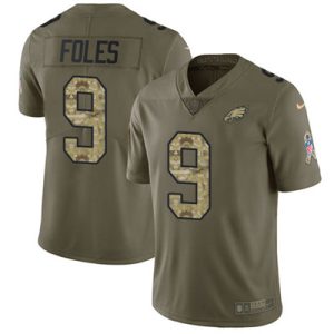 Youth Nike Philadelphia Eagles #9 Nick Foles Olive Camo Stitched NFL Limited 2017 Salute to Service Jersey - Replica