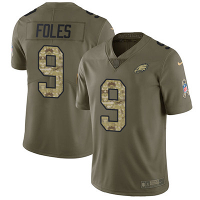 Youth Nike Philadelphia Eagles #9 Nick Foles Olive Camo Stitched NFL Limited 2017 Salute to Service Jersey – Replica