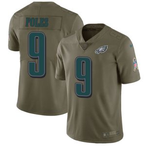 Youth Nike Philadelphia Eagles #9 Nick Foles Olive Stitched NFL Limited 2017 Salute to Service Jersey - Replica