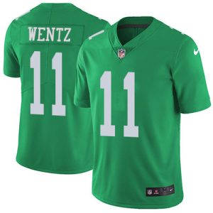Youth Nike Philadelphia Eagles #11 Carson Wentz Green Stitched NFL Limited Rush Jersey - Replica