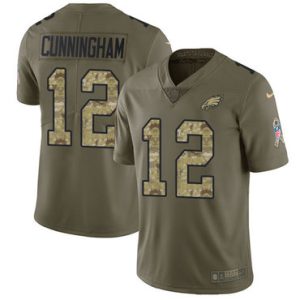 Nike Philadelphia Eagles No12 Randall Cunningham Olive/Camo Super Bowl LII Youth Stitched NFL Limited 2017 Salute to Service Jersey
