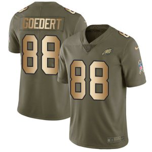 Nike Philadelphia Eagles #88 Dallas Goedert Olive Gold Stitched NFL Limited 2017 Salute To Service Jersey – Replica