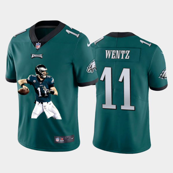 Men’s Philadelphia Eagles #11 Carson Wentz Midnight Green Player Portrait Edition 2020  Untouchable Stitched NFL Nike Limited Jersey 2 – Replica