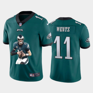Men's Philadelphia Eagles #11 Carson Wentz Midnight Green Player Portrait Edition 2020 Untouchable Stitched NFL Nike Limited Jersey - Replica