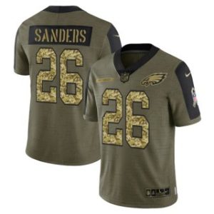 Miles Sanders Youth #26 Olive Philadelphia Eagles 2021 Camo Salute To Service Limited Stitched Jersey – Replica