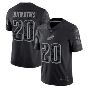 Men’s Philadelphia Eagles #20 Brian Dawkins Black Reflective Limited Stitched Football Jersey