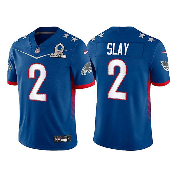 Men’s Philadelphia Eagles #2 Darius Slay 2022 Royal NFC Pro Bowl Stitched Jersey – Replica
