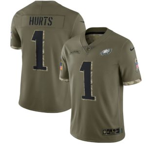 Jalen Hurts Jersey Stitched Men’s Olive Jersey, Salute To Service Limited Stitched Jersey – Replica