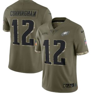 Men’s Philadelphia Eagles #12 Randall Cunningham 2022 Olive Salute To Service Limited Stitched Jersey – Replica