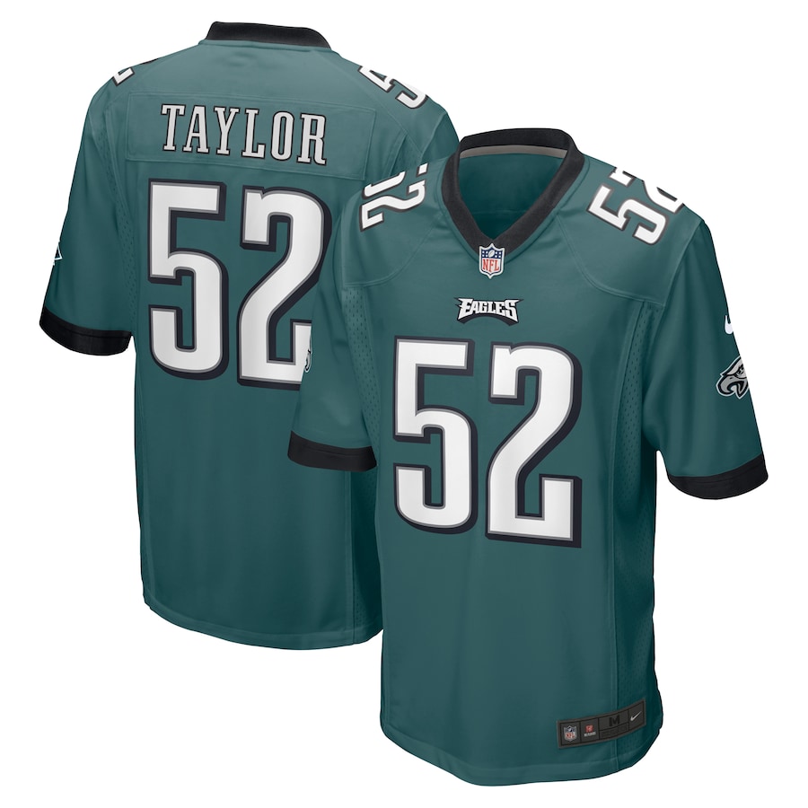 Davion Taylor Philadelphia Eagles Game-Used #52 Midnight Green